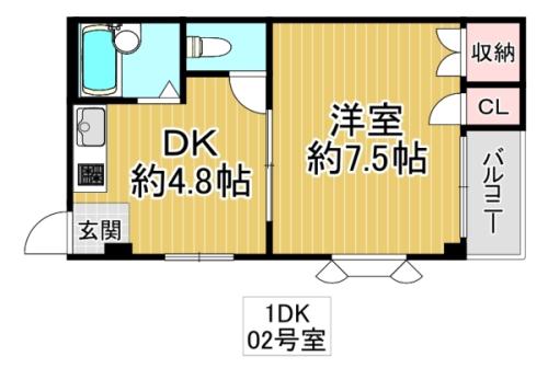 ハイムフォレスト(1DK/3階)の間取り写真