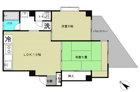 グリーンヒル文京(2LDK/6階)の間取り写真