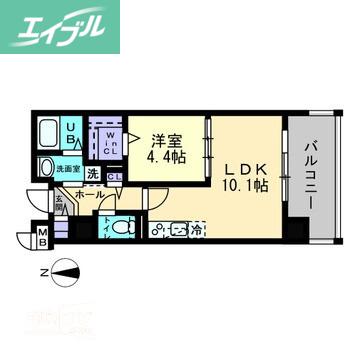ハアラン国体町(1LDK/10階)の間取り写真