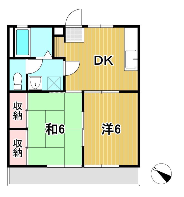 富士ハイツ(2DK/2階)の間取り写真