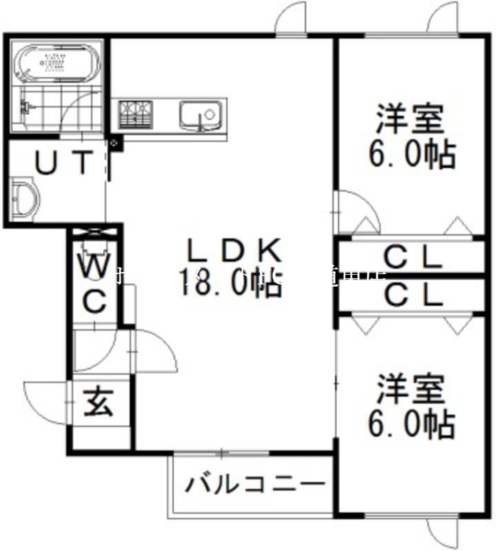 クレシオ弐番館(2LDK/2階)の間取り写真