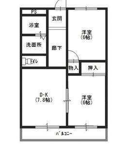 メゾン大半田(2DK/1階)の間取り写真