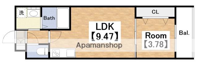 GRAND STEADY西田辺(1LDK/1階)の間取り写真