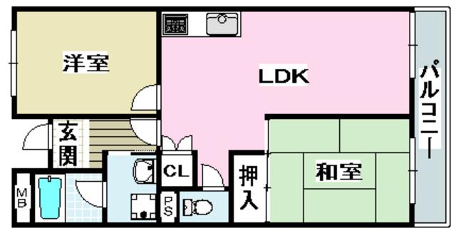 サンハイツ穂積(2LDK/4階)の間取り写真