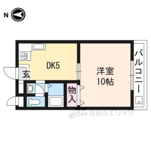 マーメゾン山科(1DK/2階)の間取り写真