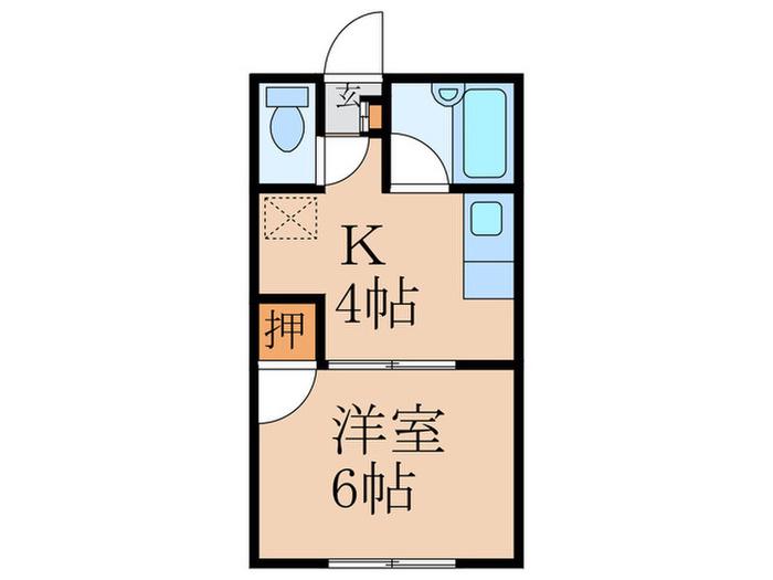 めぐみハイツB棟(1K/2階)の間取り写真