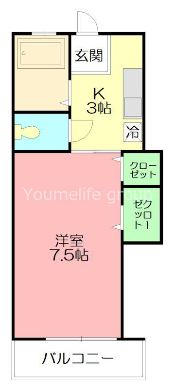 アルシオーネ(1K/1階)の間取り写真