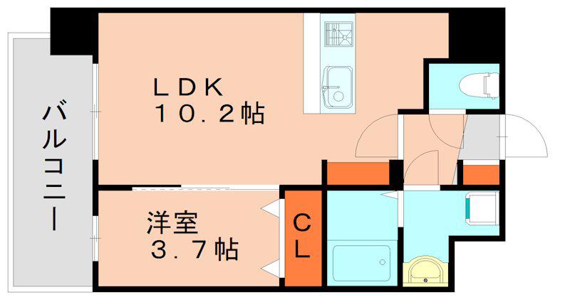 レブリアント福岡東(1LDK/5階)の間取り写真