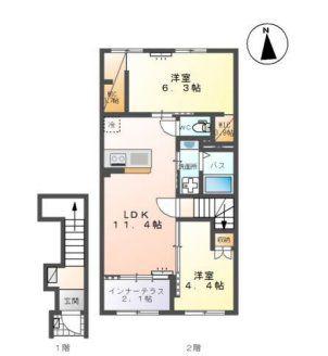 シェトワII(2LDK/2階)の間取り写真