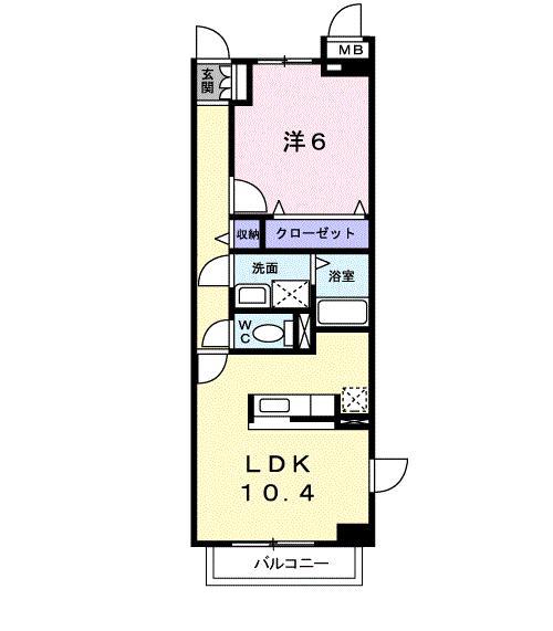 オープン・ベルズ(1LDK/1階)の間取り写真
