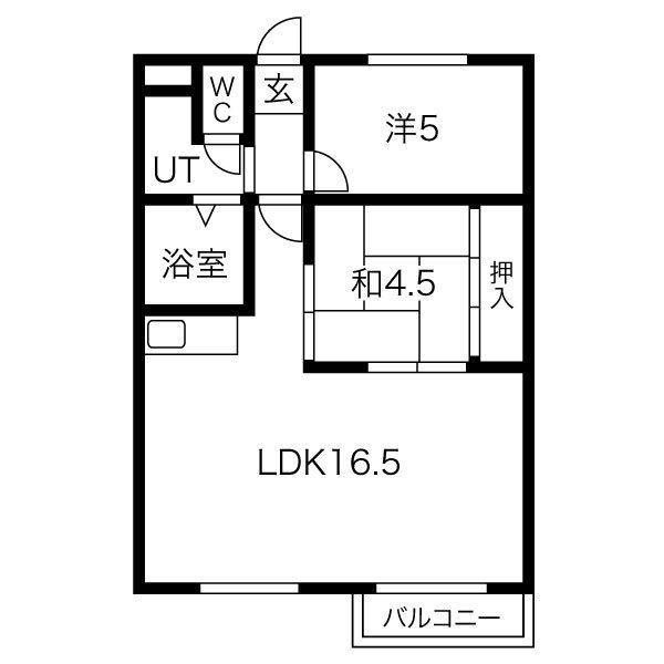 パークハイツ(2LDK/4階)の間取り写真