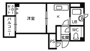 エクシード1(1K/2階)の間取り写真