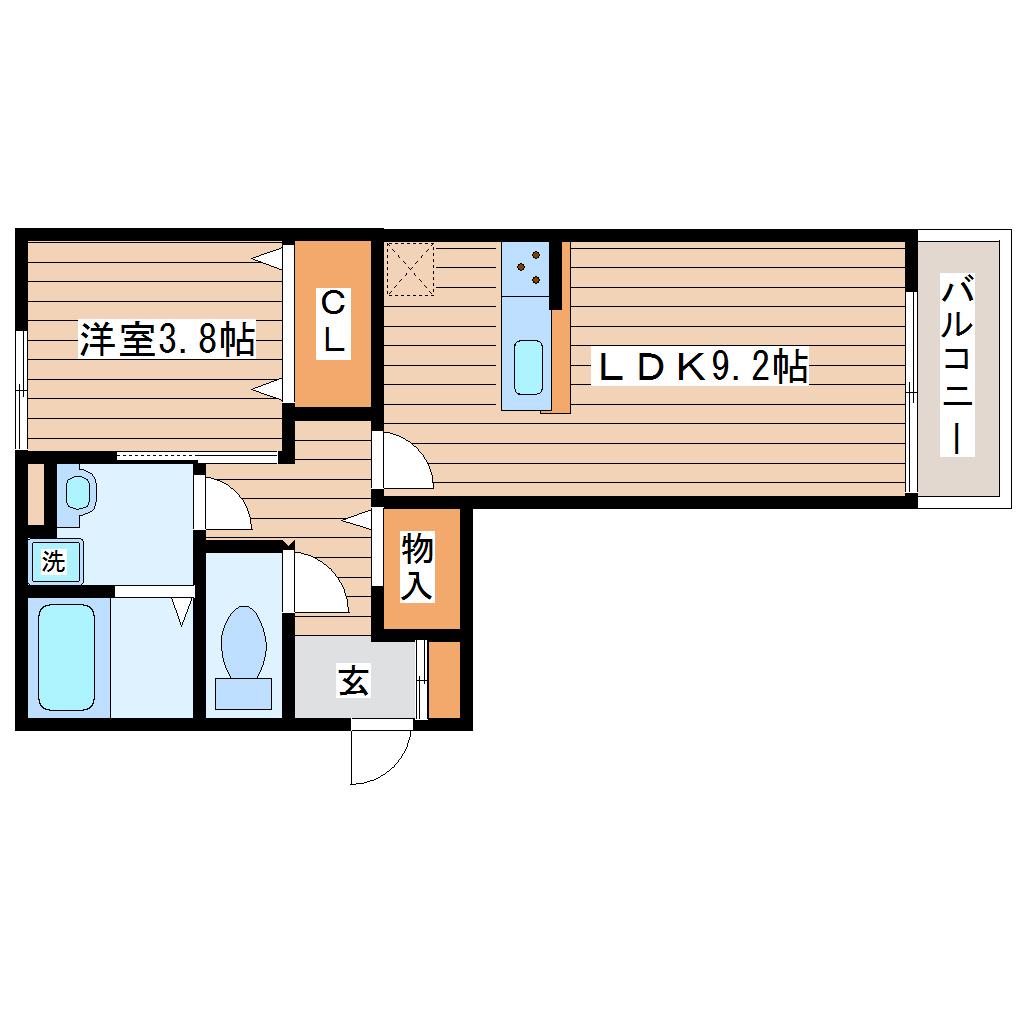 ボヌールH(1LDK/3階)の間取り写真
