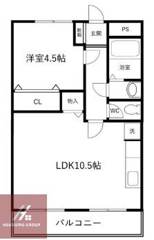 豊中サンハイツ(1LDK/4階)の間取り写真