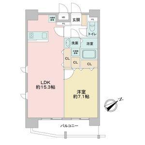 ベルファース川原通(1LDK/14階)の間取り写真
