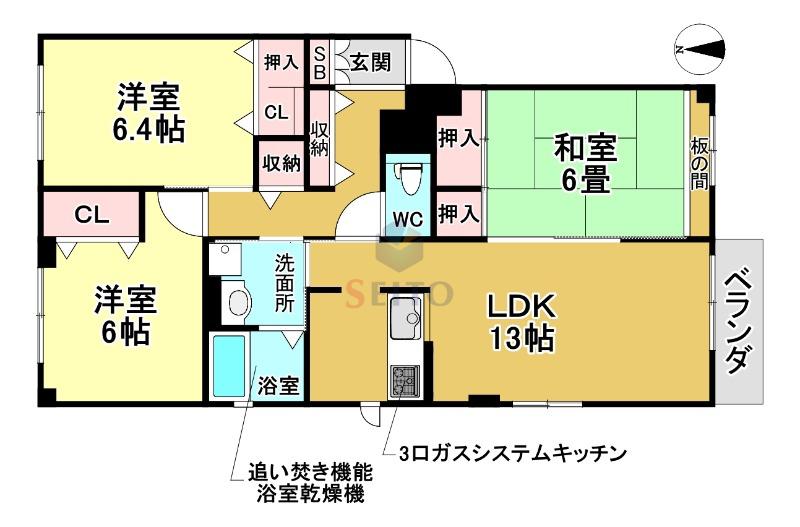 イマジン(3LDK/2階)の間取り写真