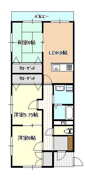 ローズマリー(3LDK/1階)の間取り写真