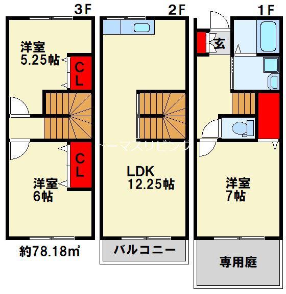 AZURE日明(3LDK/3階)の間取り写真