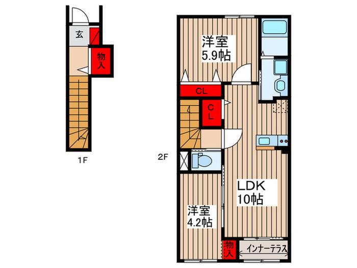 ルミエール(2LDK/2階)の間取り写真