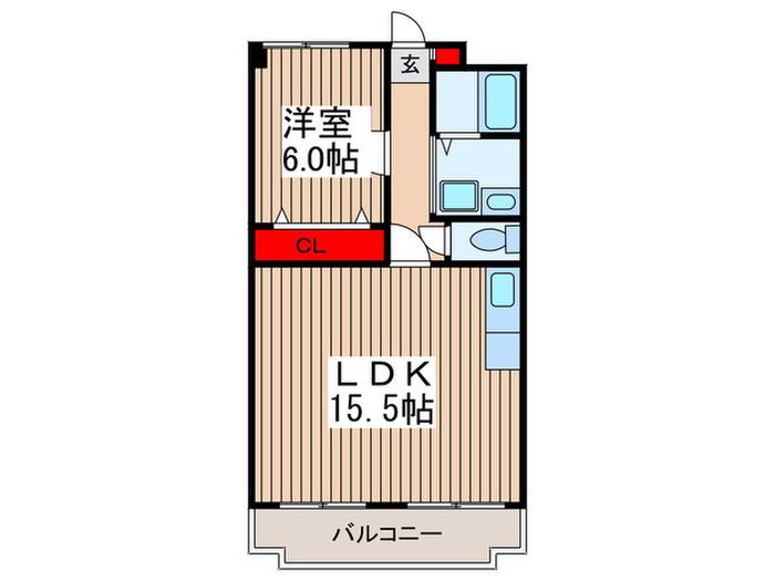 バイオレットヒルズ(1LDK/1階)の間取り写真
