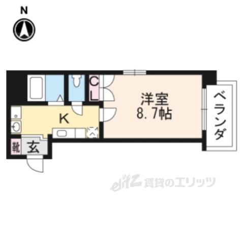 CASA VERDE 高辻(1K/3階)の間取り写真