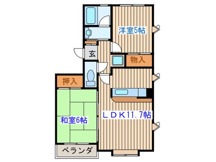 BAY LEAF HILLS(2LDK/2階)の間取り写真