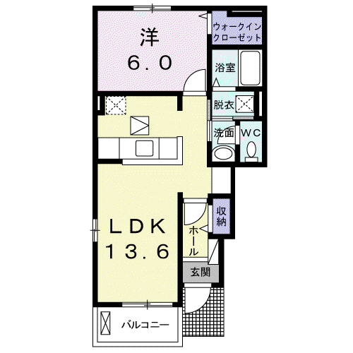 シャトーハイツI(1LDK/1階)の間取り写真