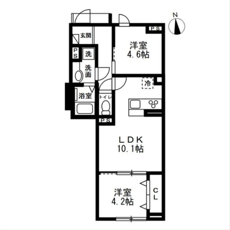 BONHEUR(2LDK/1階)の間取り写真
