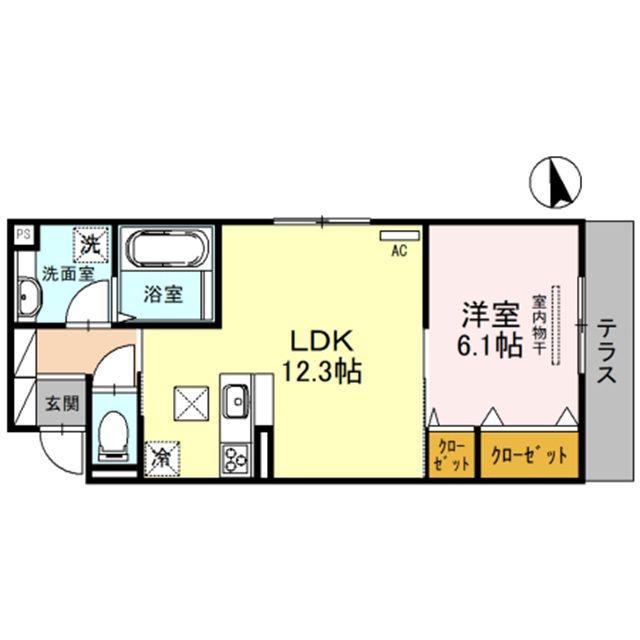ティー・ツー(1LDK/1階)の間取り写真