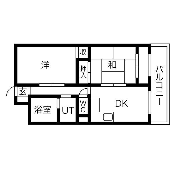 ドルチェヴィータ姫路(2DK/4階)の間取り写真