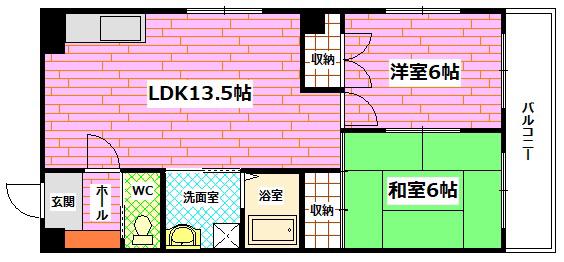 カトウビル(2LDK/3階)の間取り写真