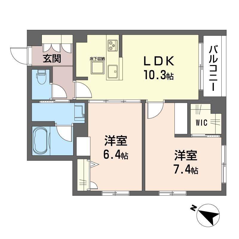 フェリシアガーデン茅ヶ崎(2LDK/1階)の間取り写真