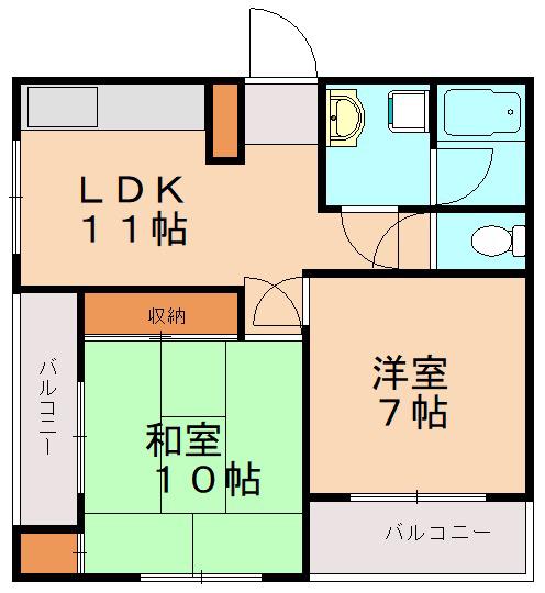 吉住ビル(2LDK/2階)の間取り写真