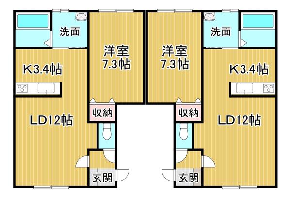 トレフル・新町(1LDK/2階)の間取り写真