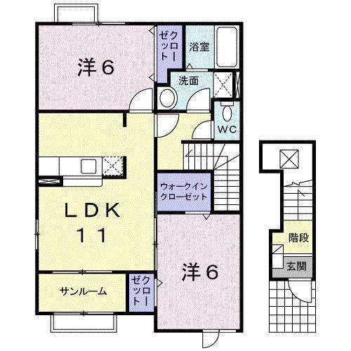 グルンバルト(2LDK/2階)の間取り写真
