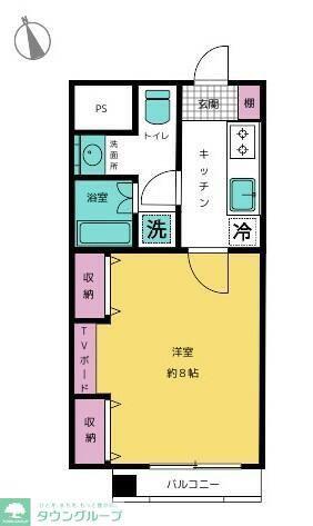 ベルメゾン松波(1K/4階)の間取り写真