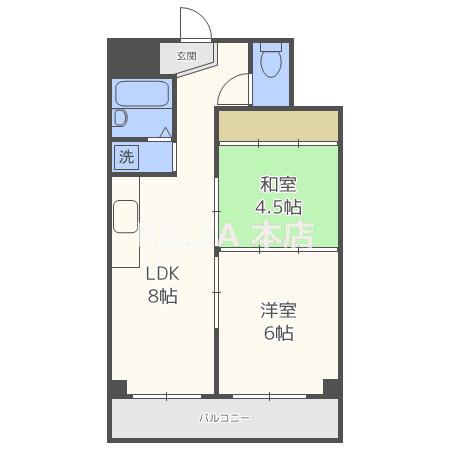 ハイツ鍛治(2LDK/5階)の間取り写真