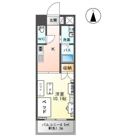 JR東北本線 福島駅(福島) 徒歩10分 5階建 築17年(1K/2階)の間取り写真