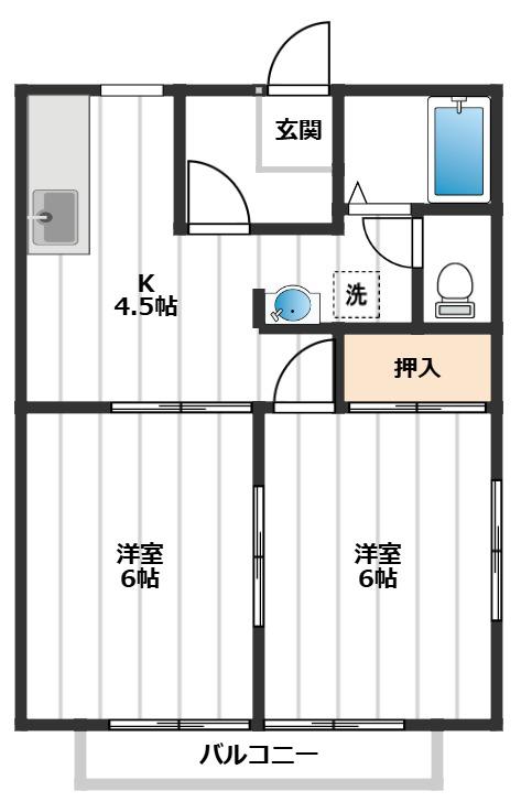 メゾン橋本(2K/2階)の間取り写真