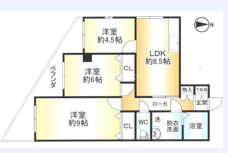 メゾン北新(3LDK/3階)の間取り写真