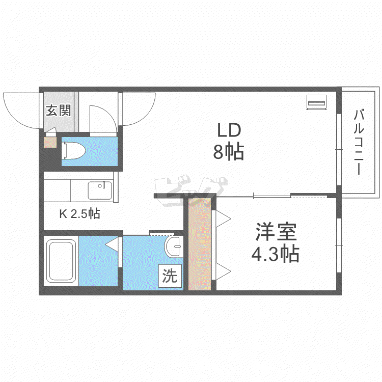 USUL菊水(1LDK/1階)の間取り写真