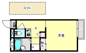 エバーグリーン瀬名(ワンルーム/1階)の間取り写真