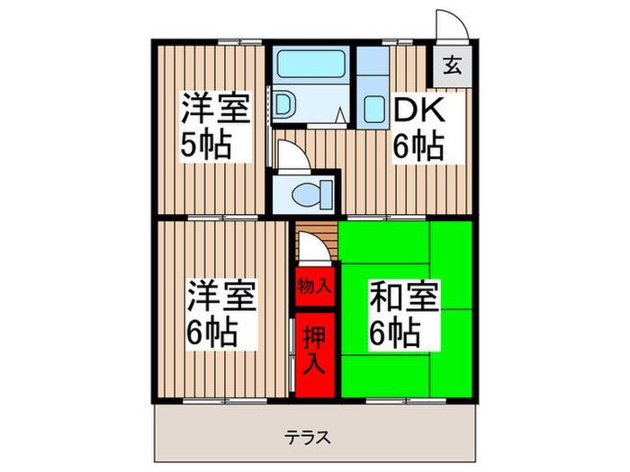シンタクハイツ(3DK/1階)の間取り写真