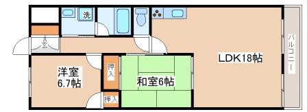 第ニシーサイドパレス塩屋(2LDK/2階)の間取り写真