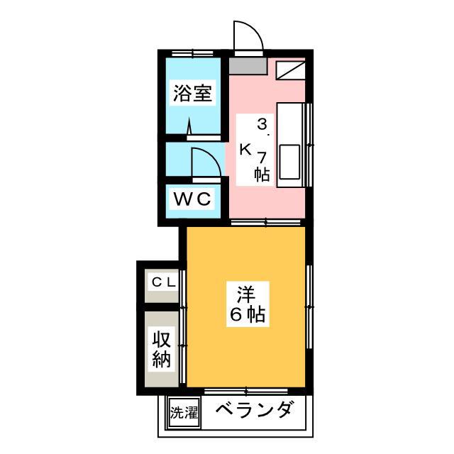 キサラギハイツ(1K/2階)の間取り写真