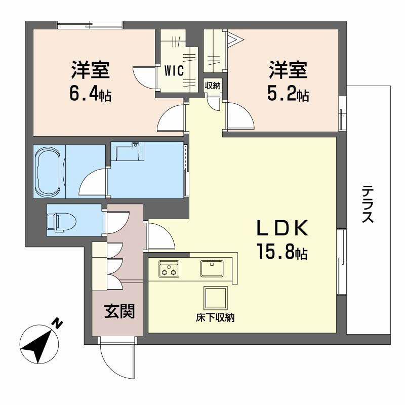 シャーメゾン ペイ ドゥ レーヴ(2LDK/1階)の間取り写真