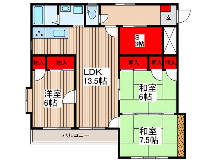 グランドステータス土呂(3SLDK/4階)の間取り写真