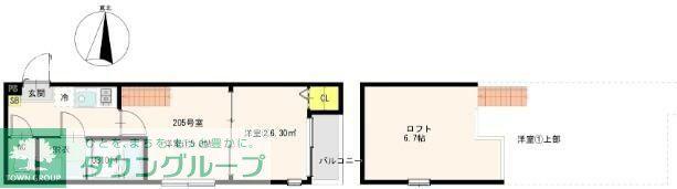 GREEN HILLS 台原(2K/2階)の間取り写真