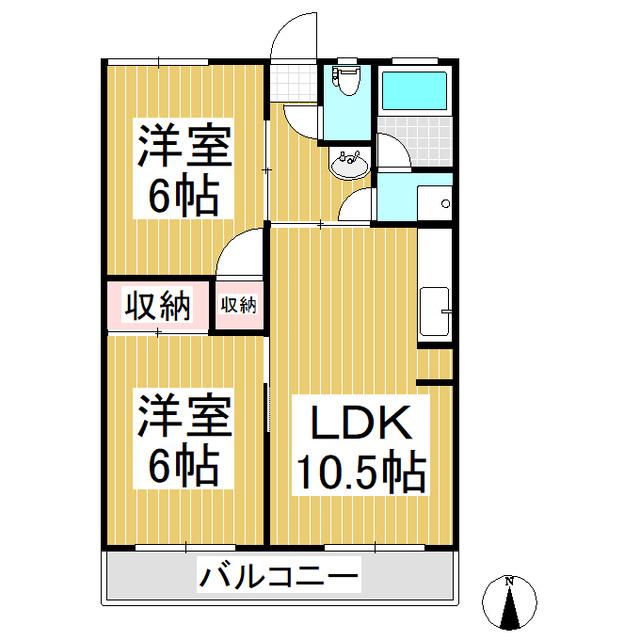 おねやま団地悠久台(2LDK/2階)の間取り写真