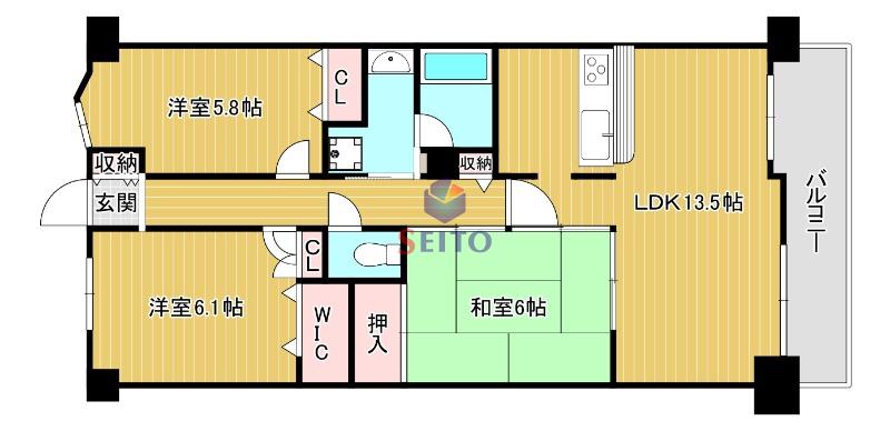 ディアエスタ・ミオ豊中イーストスクエア(3LDK/7階)の間取り写真
